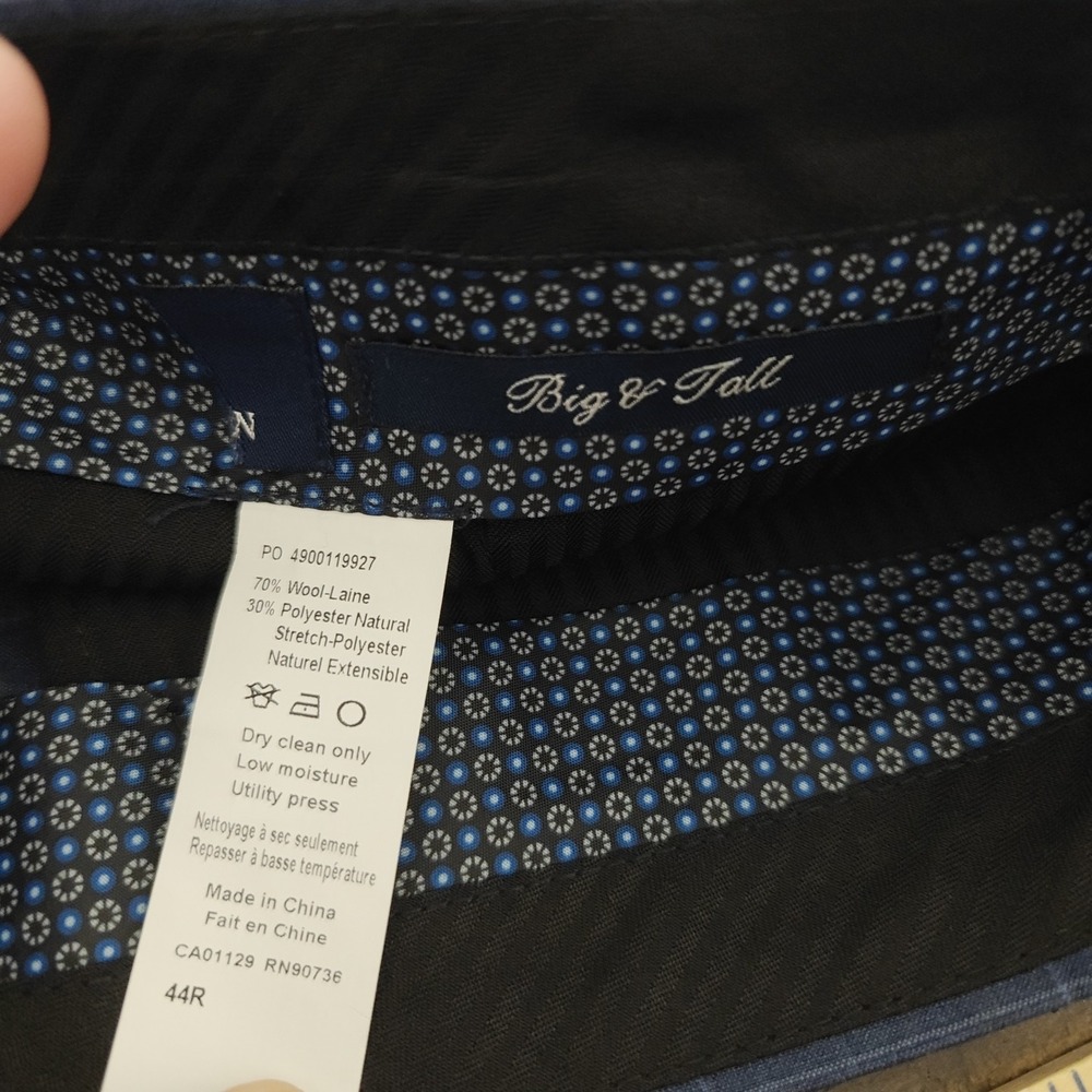 Ralph Lauren Mens Pants Flat Front Navy Plaid Poly Wool Size 44 / UNFINISHED - Picture 8 of 10